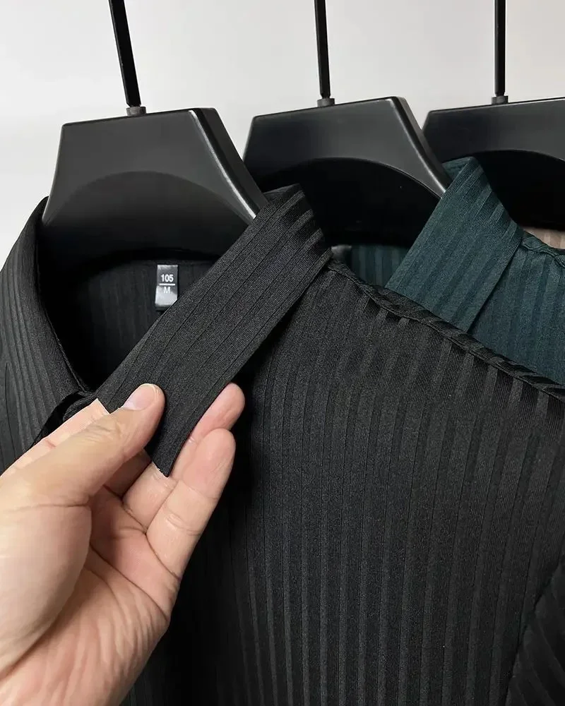 Summer New Ice Silk Men's Lop-up Hollow Short-sleeved Polo Shirt - Image 3