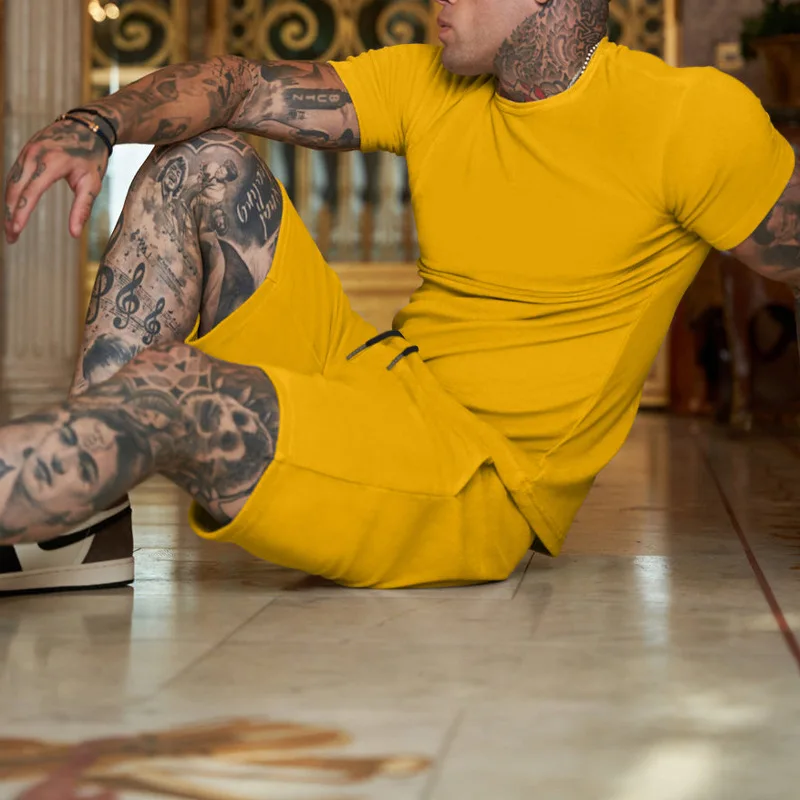 New Summer Mens Short Set Custom logo Blank T-shirt Shorts Sets Sporting Short Sleeve T Shirt Two Piece Set - Image 3