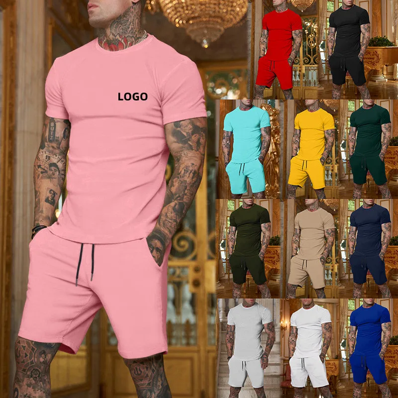New Summer Mens Short Set Custom logo Blank T-shirt Shorts Sets Sporting Short Sleeve T Shirt Two Piece Set - Image 6
